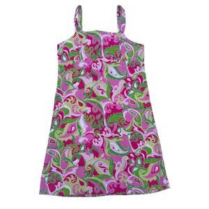 Kelly’s Kids Girls Y2K Pink Green Paisley Spring Dress Size 12